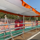 An enclosure for visitors to stand and watch the Trump cavalcade.